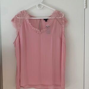 Torrid Pink Lace Trim Blouse